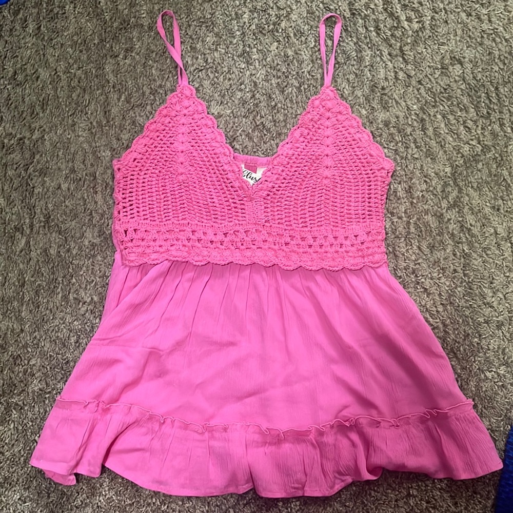 BLUSH crochet top tank with flowing bottom